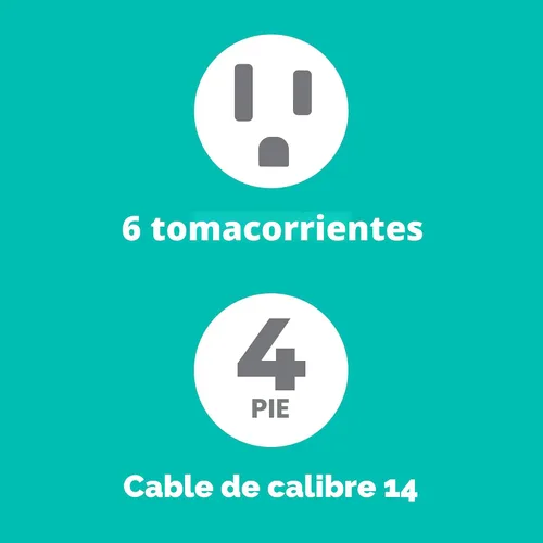 Vista 9 de KMC Paquete de 2 regletas de protección contra sobretensiones de 6 tomas, 900 julios, cable de extensión de 4 pies, protección contra sobrecarga