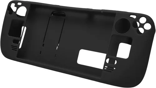 Vista 6 de Funda con función atril para Steam Deck, funda protectora completa para cubierta de vapor, funda protectora a prueba de huellas dactilares con Negro
