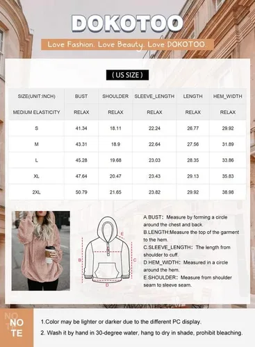 Vista 6 de Dokotoo - Sudadera con capucha para mujer, mullida, abrigada, informal, suelta, con bolsillos, ropa de exterior, tallas S-XXL
