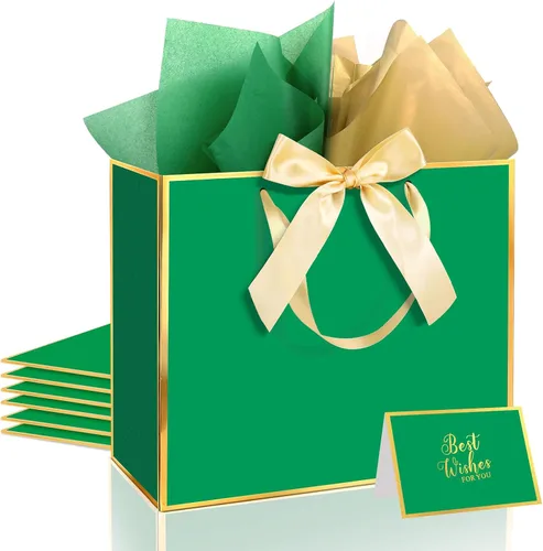 Vista 35 de Ethhqu Bolsas de regalo grandes con asas, 3 piezas negras con borde dorado