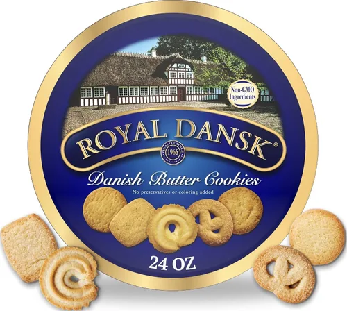 Vista 11 de Royal Dansk Galletas de mantequilla danesas, galletas surtidas de primera calidad en una lata de regalo, ideales para compartir y regalar, 24 onzas