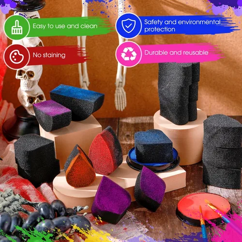 Vista 4 de 32 esponjas de pintura facial de alta densidad para adultos, pintura facial y corporal, verano, carnaval, obras de arte, festivales, pétalos