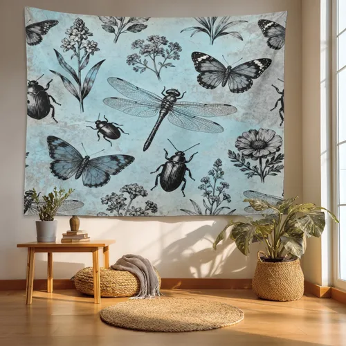 Vista 22 de Batmerry Peaceful Retreat Beautiful Landscape Polyester Tapestry, Blooming Garden Setting Lightweight Wall Hanging High-Definition Print Backdrop