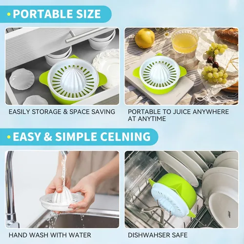 Vista 7 de Exprimidor de cítricos, exprimidor de limón, fruta naranja, exprimidores manuales de mano con boquilla de vertido, 8.5 fl oz