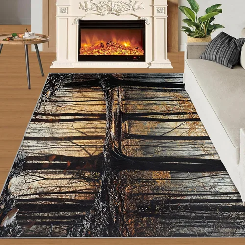 Vista 3 de Autumn Forest Rugs for Bedroom, Lake Forest Area Rug, Landscape Photo Rugs for Living Room, Indoor Non-Slip Rug, Machine Washable Carpet for Front