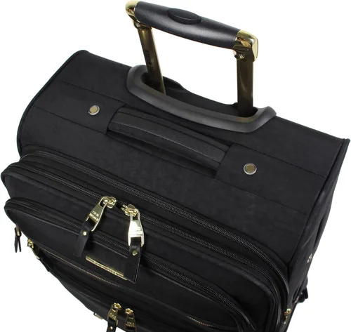 Vista 6 de Steve Madden Designer Luggage Collection Maleta ligera expandible de 24 pulgadas Bolsa a cuadros con ruedas giratorias de tamaño mediano