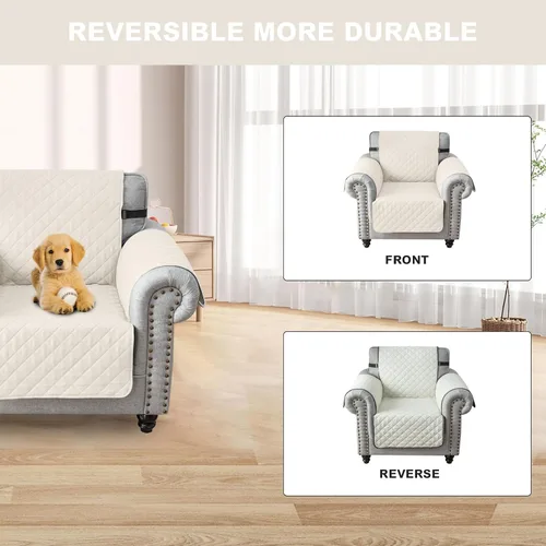 Vista 5 de MIFXIN Funda reversible para sofá, impermeable, antideslizante, lavable, con correa elástica, protector de muebles para mascotas, perros y niños