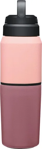 Vista 2 de CamelBak MultiBev - Botella de agua con aislamiento de acero inoxidable y taza de viaje Rosa Terracota/Rosa Camelia