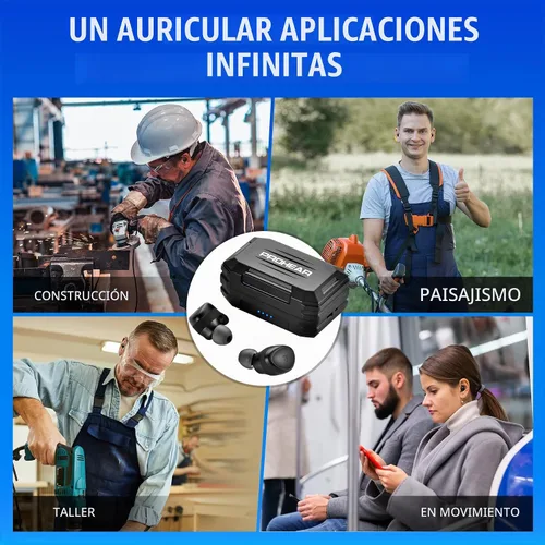 Vista 7 de PROHEAR EP03 - Auriculares Bluetooth de Protección Auditiva - OSHA 25dB NRR, Verdaderamente Inalámbricos, Resistente con 2 Micrófonos ENC
