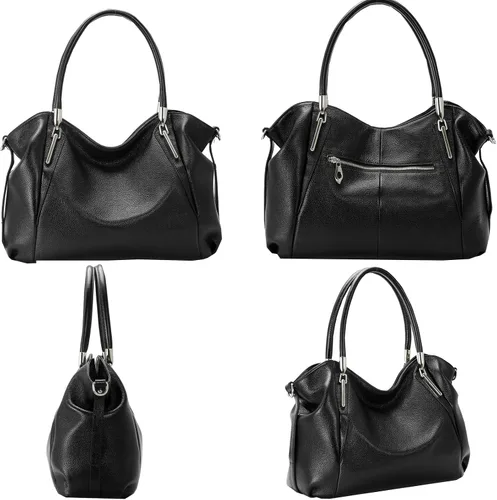 Vista 5 de HESHE Bolsos y bolsos de cuero genuino para mujer, bolso de mano con asa superior, bolso Hobo, bolso de mano, bolso cruzado para mujer