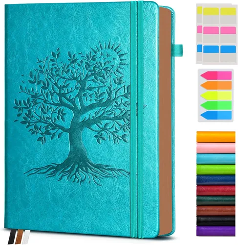 Vista 33 de Diario vintage de cuero con 300 páginas numeradas, diario rayado A4 para hombres y mujeres, diarios para escribir, cuaderno de rayas universitarias
