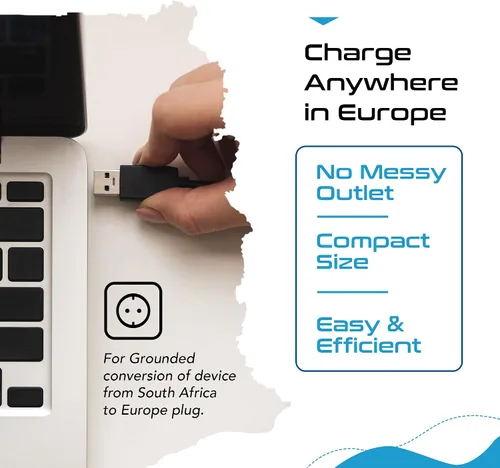 Vista 4 de Ceptics SA-EU Sudáfrica a Europa Schuko adaptador de enchufe conectado a tierra (250V - Max 13A)