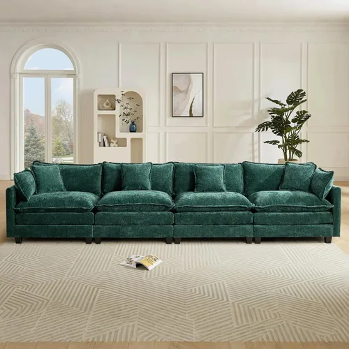 Vista 73 de Sofá seccional modular convertible de 76.7", sofás de dos plazas de chenilla con asiento profundo y cojines tipo loveseat para sala de estar, Beige
