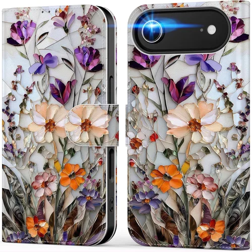 Vista 108 de DEENAKIN Funda tipo cartera para iPhone 15 con tarjetero + clip para efectivo, bloqueo RFID, protección contra caídas de grado militar y obras