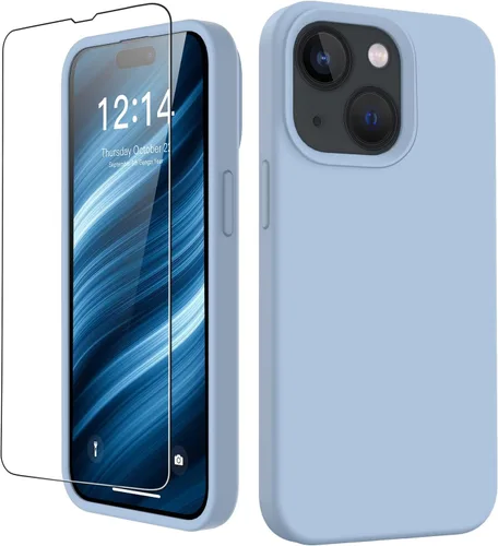 Vista 9 de FUNMIKO Funda compatible con iPhone 15 con protector de pantalla, silicona líquida suave y sedosa mejorada, diseñada a la moda para hombres, mujeres