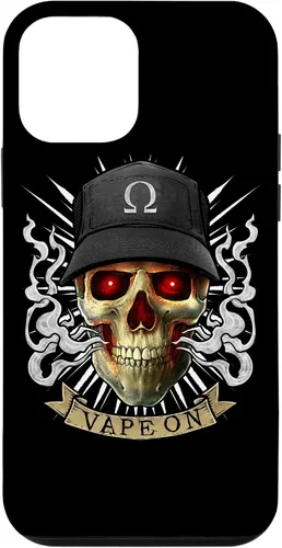 Vista 12 de iPhone 14 Vaping Skull Ilustración E-Cigarette Cloud Vape Case