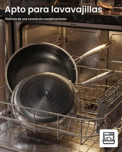 Vista 7 de USELUCK - Sartenes híbridos antiadherentes con tapa de vidrio, sartén de 10 pulgadas.