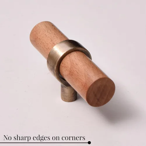 Vista 3 de Indian Shelf Paquete de 6 manijas de madera natural para cajones, pomos de tocador, tiradores de armario, estilo decorativo elegante