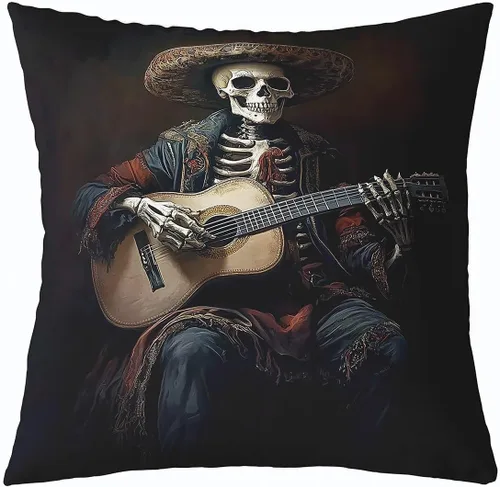 Vista 9 de Castle Fairy Cowboy Boots Throw Pillow Cover 16"x16" Bohemia Musical Guitar Pillowcase Western Rustic Cowgirl Reversible Print Cushion Cover Music