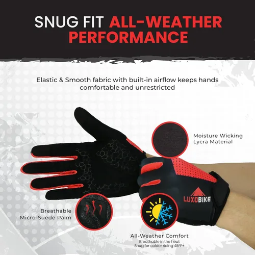 Vista 5 de Guantes de bicicleta para hombres y mujeres con almohadilla antideslizante que absorbe los golpes, guantes de ciclismo ligeros para dedos completos