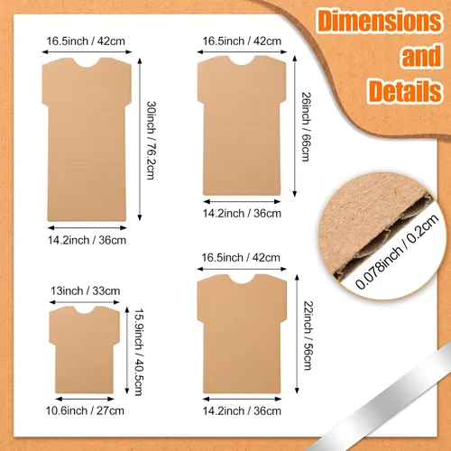 Vista 3 de 32 piezas de cartón para camisas de cartón, para manualidades, pintura de impresión de camisetas para niños y adultos, serigrafía, 4 tamaños