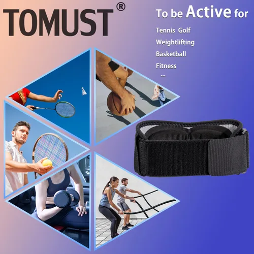 Vista 7 de Codera de tenis con almohadilla de gel y soporte ajustable para antebrazo, talla S - M Correa para el codo; cojín de gel; soporte de compresión