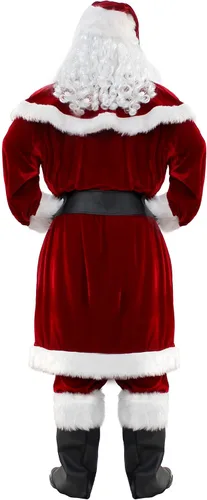 Vista 2 de WeGuard Traje de Papá Noel de terciopelo de lujo para hombre, juego de 12 piezas, disfraz de Papá Noel de Navidad