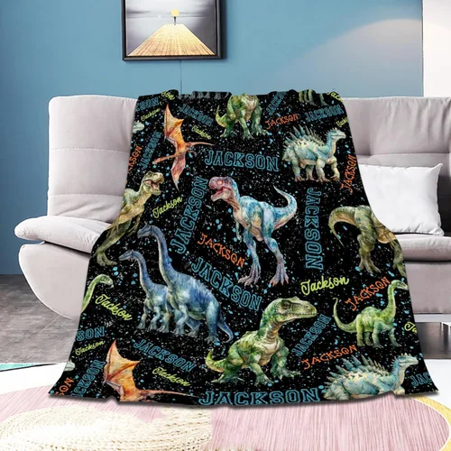 Vista 17 de Manta de bebé de esqueletos de dinosaurios de neón retro de los años 80, regalos para niños y niñas, decoración de dinosaurios, felpa suave