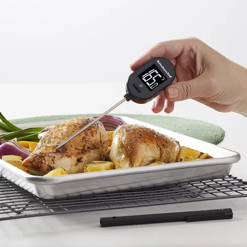 Vista 3 de KitchenAid KQ910 - Termómetro digital para parrilla de cocina con retroiluminación de lectura instantánea, termómetro inalámbrico para carne y Negro