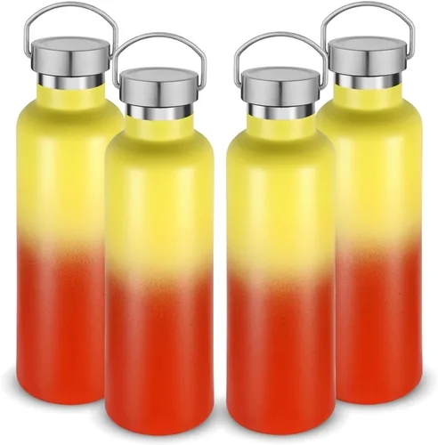 Vista 16 de Volhoply 24 onzas Botella de agua aislada con boca estándar con tapa de combinación de plástico y acero inoxidable, botellas de agua de 304 18/8