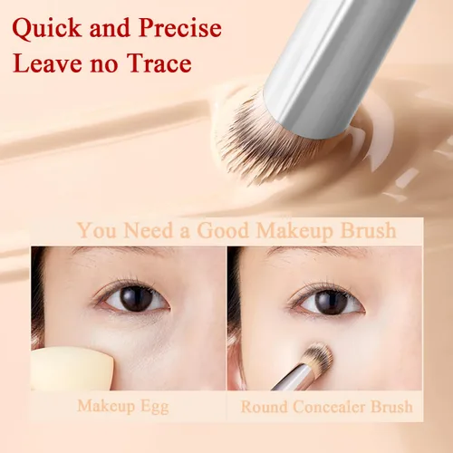 Vista 3 de 4 brochas correctoras para debajo de los ojos, cepillo profesional de base para mezclar líquidos o polvos cosméticos en ángulo