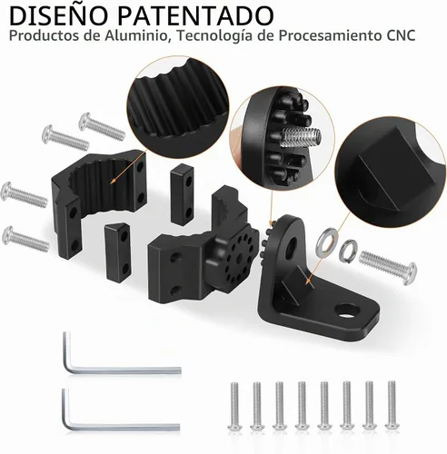 Vista 7 de ZIDIYORUO Soporte de luz de látigo UTV y soporte de barra de luz, abrazadera de aleación de aluminio resistente para jaula enrollable de 1.75 a 2