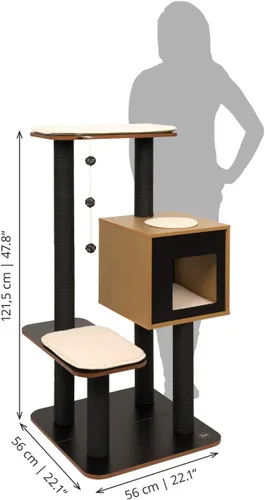Vista 4 de Árbol para gatos Vesper, base alta, negro, 52046