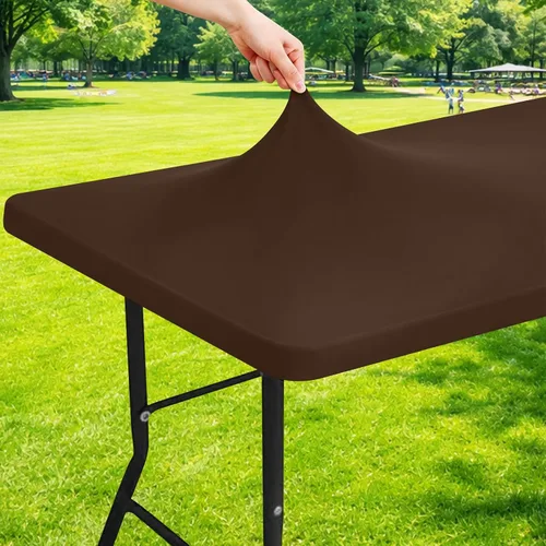 Vista 16 de Moosfor Mantel rectangular de elastano de 4 pies, manteles elásticos ajustables para pícnic, funda elástica y lavable para mesa de patio para Azul