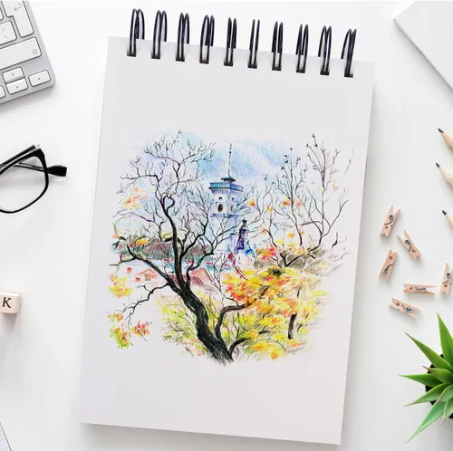 Vista 4 de Cuaderno de bocetos de 5.5" x 8.5", bloc de bocetos con 60 hojas (68 libras/100 g/m²), paquete de 1 bloc de dibujo, libro de dibujo libre de ácidos