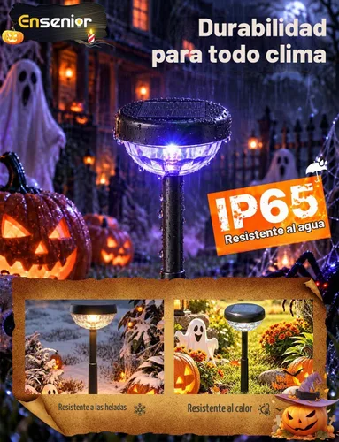 Vista 5 de Ensenior Luces solares que cambian de color para exteriores, paquete de 6 Blanco cálido