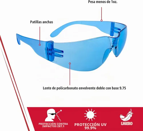 Vista 2 de Radians - Gafas de seguridad, color azul claro