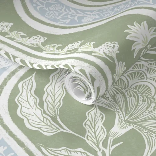 Vista 2 de Spoonflower Papel pintado extraíble prepegado con rayas botánicas