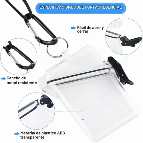 Vista 3 de URATOT Paquete de 4 portatarjetas impermeables transparentes y seguros con cordón para tarjetas, monedas y dinero, caja seca resistente y duradera