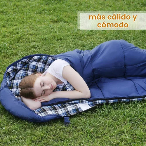 Vista 8 de REDCAMP Saco de dormir de franela para adultos, cómodos sacos de dormir de algodón para campamento, mochileros, senderismo, con capucha desmontable