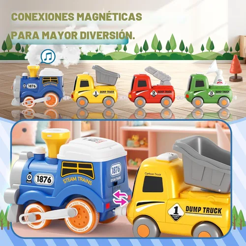 Vista 2 de Juego de Tren MORECOLL para Niños Pequeños con Vapor, Música y Luces - Primer Tren Choo Choo para Niños Pequeños, Juego de Tren Eléctrico