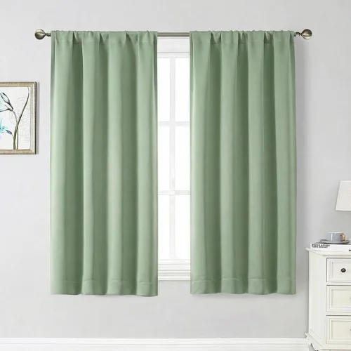 Vista 73 de Cortinas opacas para dormitorio, sala de estar, juego de 2 paneles de 54 pulgadas de largo, cortinas de oscurecimiento de habitación con aislamiento
