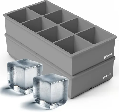 Vista 18 de Moldes para cubitos de hielo, paquete de 2 bandejas de silicona para 8 Cubo de 2" (negro)