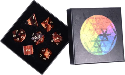 Vista 9 de Nupuyai Juego de dados poliédricos D&D de cristal de cuarzo rosa curativo con caja para Calabozos y Dragones, juego de 7 dados de mesa para RPG MTG