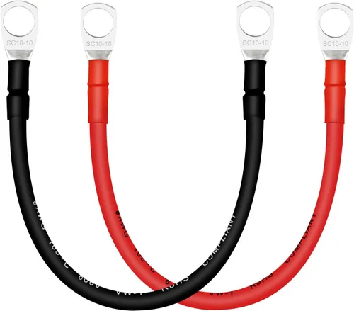 Vista 30 de Cable de batería, cables de batería 2 AWG con terminales, 2 cables de batería de cobre (1 pie).