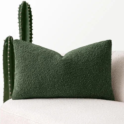 Vista 11 de MIULEE Funda de almohada lumbar con textura Boucle para cama 12x20 Beige