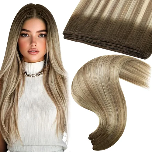 Vista 34 de Moresoo Extensiones de cabello humano real para coser, color negro natural