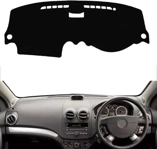 Vista 7 de HATHWAY Compatible con Chevrolet Aveo 2003-2011, cubierta de tablero de automóvil, cubierta de salpicadero negro, tapete de cubierta de tablero