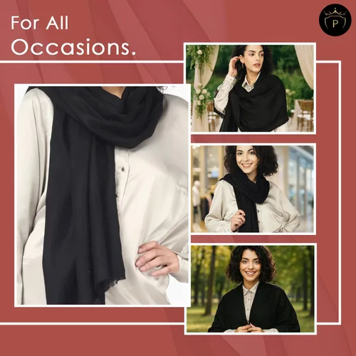 Vista 3 de PASHWRAP Chal de lana merino para mujer, lujoso, cálido y grande, chal de lana pura para vestidos de noche y boda