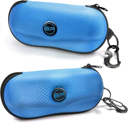 Vista 10 de BLUPOND Estuche para gafas de sol con carcasa semirrígida de EVA con gancho colgante de metal y clip de cinturón para almacenamiento de gafas de sol